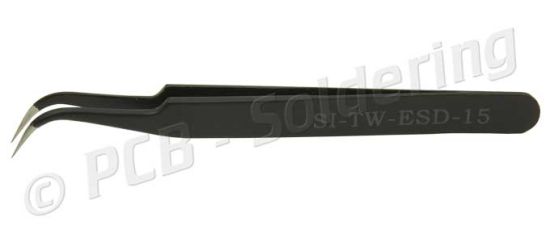 116mm Stainless Steel ESD Safe Curved Pointed Tweezer