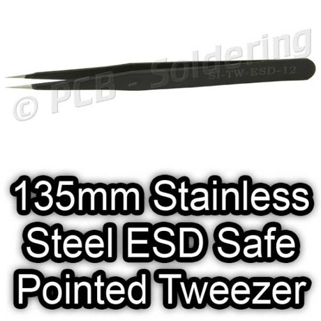 135mm Stainless Steel ESD Safe Pointed Tweezer