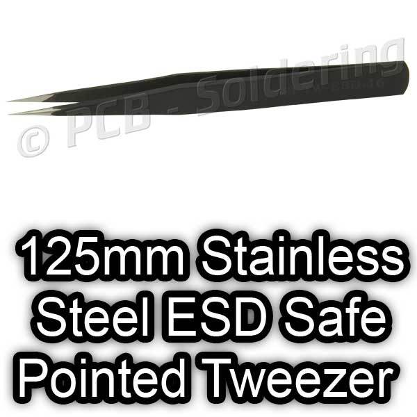 125mm Stainless Steel ESD Safe Pointed Tweezer