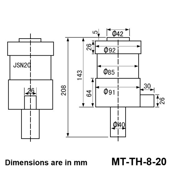 M8-M20 (5/16-3/4) Auto-Reversing Tapping Head Jsn20