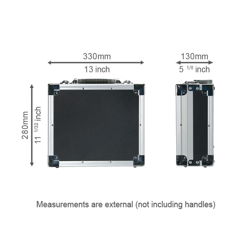 Heavy Duty Black Aluminium Flight Case 330 X 280 X 130mm (13 X 11 X 5 1/8