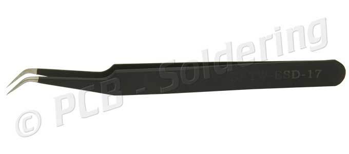 115mm Stainless Steel ESD Safe Bent to Point Tweezer