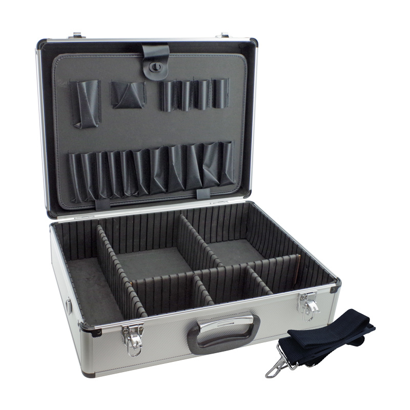 Silver Toolbox Flight Case with Tool Tray and Internal Dividers 460 X 360 X 160mm