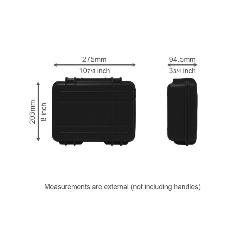 Hurricane Shockproof and Waterproof Plastic Case - Black (275X200X95mm)