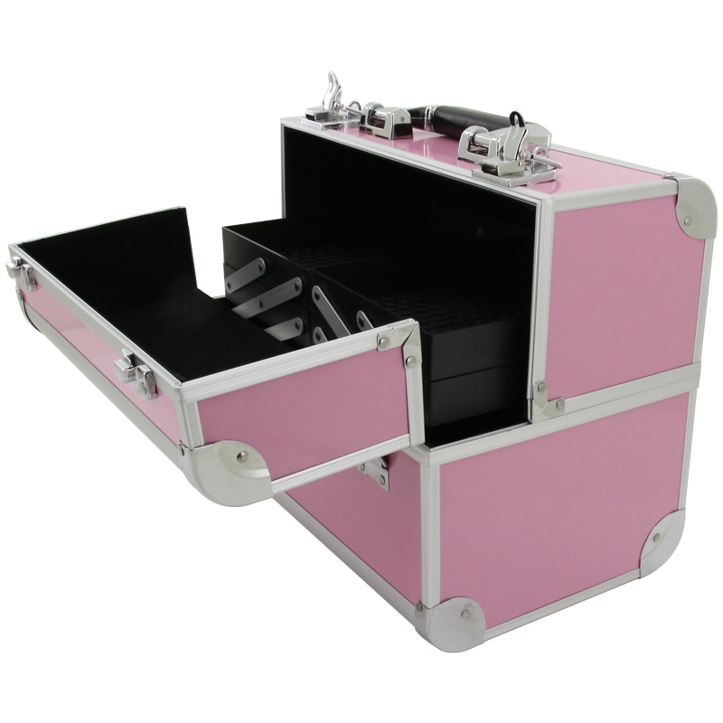 Pink Make-up, Cosmetic, Vanity Case with Fold out Trays 310 X 270 X 210mm