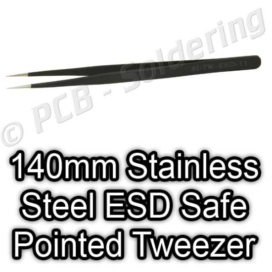 140mm Stainless Steel ESD Safe Pointed Tweezer